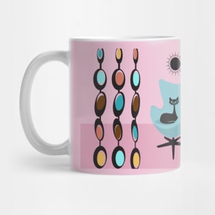 Black Cat Sitting on a Retro Chair Mug